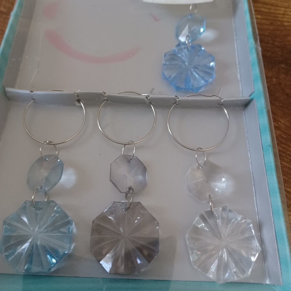 4 Prism crystal wine charms dangles